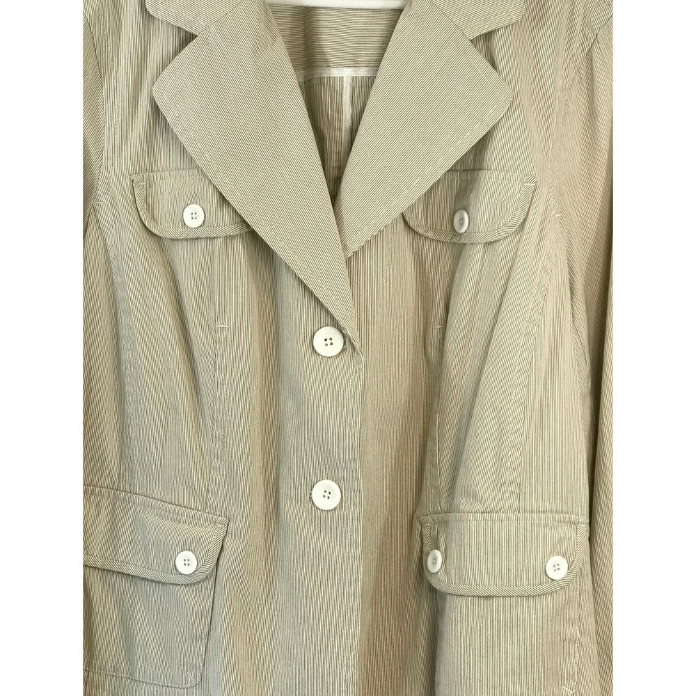 Rafaella Women Jacket Blazer Dobby Stripe Cream Cotton Two Buttons Size 20W - Picture 5 of 12
